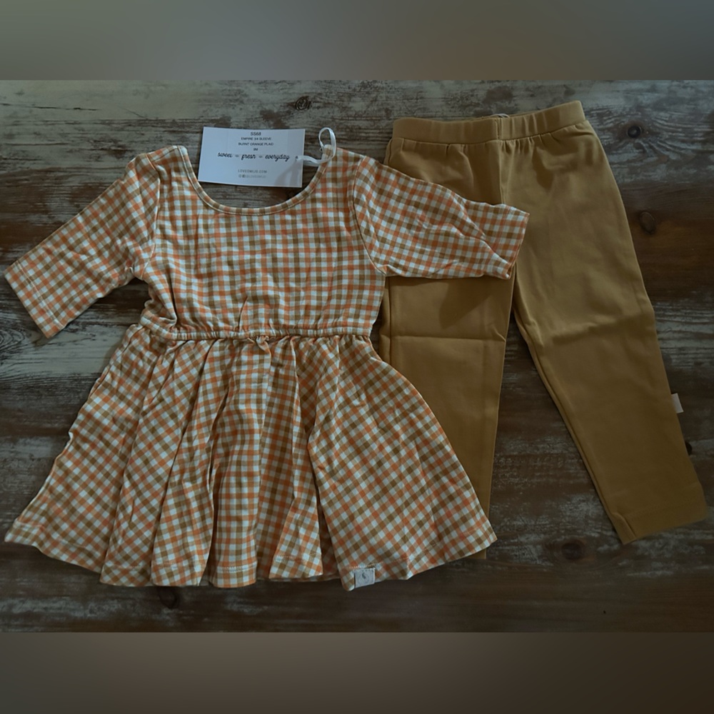 Well Dressed Wolf Omi Jo Empire 3/4 Sleeve Burnt Orange Dress & Fall Tights NWT!